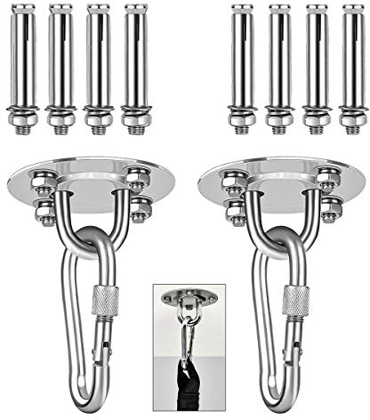 Deckenhaken, Hängesessel, Schwerlasthaken, Edelstahl, Schwerlast-Deckenhalterung, Schaukelhaken, Boxsack, Schlingentrainer, Yogatuch, Markise, Sitzschaukel, Aufhängung, Komplettset