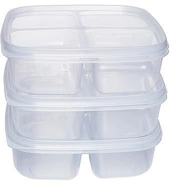 Kigima Meal Prep Boxen 3 Fächer 2er Set 1,6L – Wiederverwendbare Mealprepboxen mit luftdichtem Deckel – Mikrowellenfeste Essensbox aus BPA-freiem Plastik – Spülmaschinenfeste Meal Prep Container
