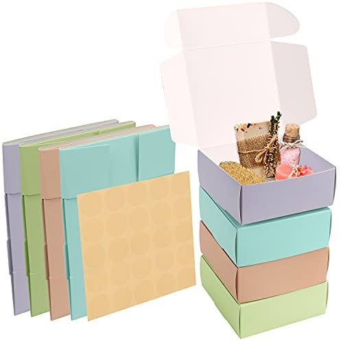 Kurtzy 20 Stk Verschiedene Kraft Kleine Geschenkboxen - 12 x 12 x 5cm - Quadratische Pappschachteln mit Deckel Einfach Zusammenzubauen - Für Partys, Geburtstage, Hochzeiten & Festtage