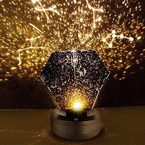 Flatware Starry Sky Projection Lamp USB Rechargeable Projector Night Light Constellation Galaxy 3D Lamp for Kids Bedroom (Color : Yellow Light, Size : USB)