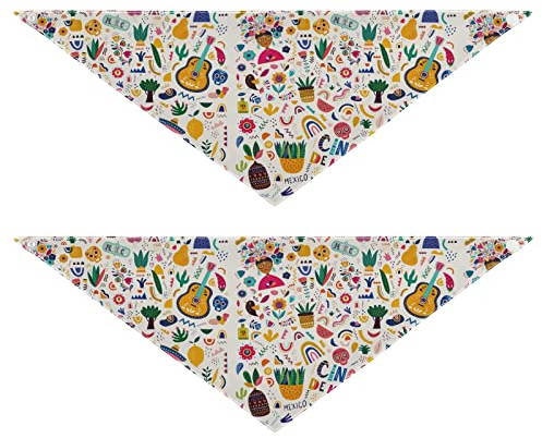 2 Stück Hundehalstücher Haustier Bandana Schal Druckknopf Dreieck Lätzchen Halstuch Set Haustier Urlaub Zubehör Dekor für kleine bis große Welpen Hunde Katzen mittelgroße mexikanische Zuckerschädel