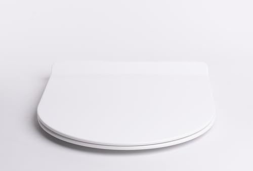 Sedile WC Copriwater Universale Coprivaso Chiusura Ammortizzata Soft Close Toilet Seat Bagno in Plastica Antibatterico Bianco (UFA0804-Semicircolare Retro Alzato)