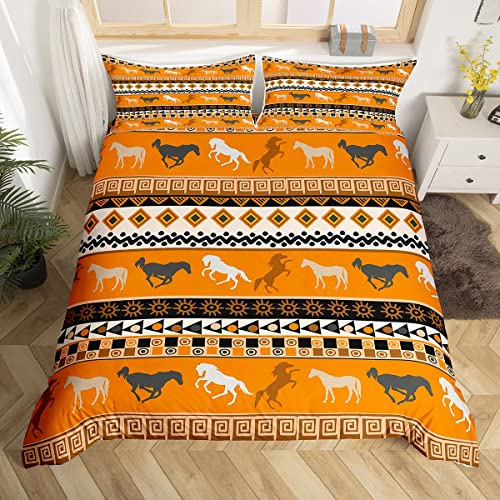 Juego de Ropa de Cama de Caballo Bohemio Amarillo Azteca Funda de edred para NIS y NIS Funda de edred Bohemia exica Funda de edred de Tribu nica Azteca Funda de edred Bohemia de Mandala Funda de EDR