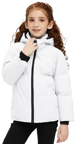 wantdo Girl's Windproof Winter Coat Hooded Puffer Jacket Warm Anorak White 8
