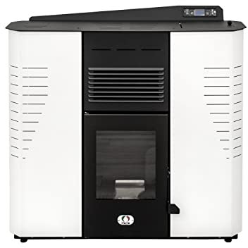 STUFE A PELLET ITALIA Marmelade 13KW, 5 Sterne, Ergiebigkeit, 89% Wärme 130m², 20h Betriebszeit, programmierbar 5 Geschwindigkeiten und Leistung, Kompaktbauweise, 24 Monate weiß
