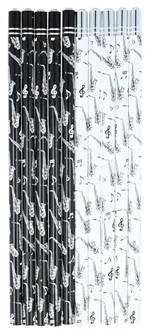 Musikboutique, Bleistifte mit Schmuckstein, Instrumente, 10er-Packung (Saxophon)