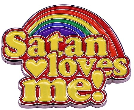 Broche, arco iris Satanás esmalte Pin Satán Loves-Me Broche Insignia Regalo Único Creativo Pin de Solapa para Sombrero Bolsa de Lona Adorno, Approx.30mm/1.18, Metal