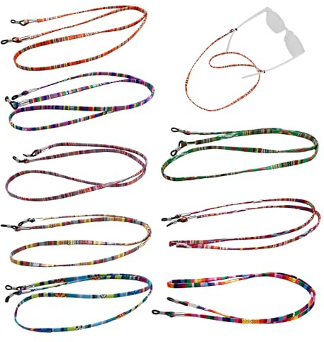 NyxSeat 8 Stück Brillenseil, Bunte Brillenkette, Rutschfestes Brillenseil, Hängendes Hals-Typ-Anti-Verlust-Brillenseil, Unisex, Geeignet für Sonnenbrillen, Lesebrillen