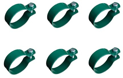Zaunschelle 48mm Pfostenschelle Strebenschelle Befestigungsschelle Schelle Grün für Zaun Maschendrahtzaun 6 Stück