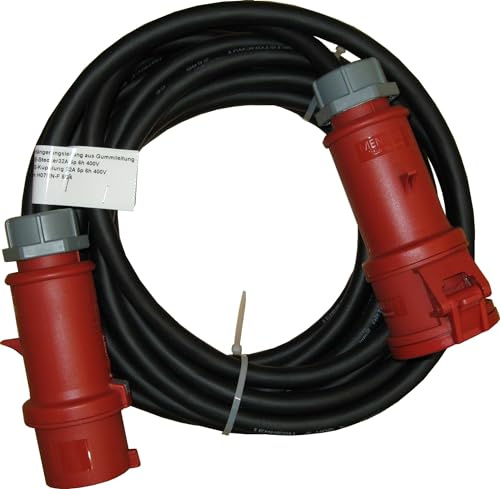 Aktobis 32A CEE Starkstrom-Verbindungskabel H07RN-F 5G4 | 10 m, IP44 | Schwarz | geeignet für Baustromverteiler, Werkstätten und Industriegeräte