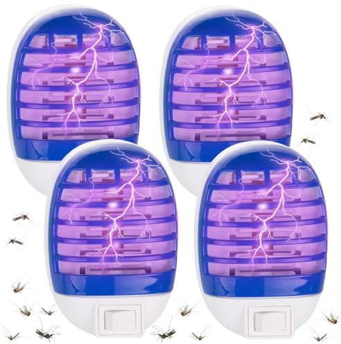 HIULLEN Mückenlampe, Insektenvernichter Elektrischer, Elektrisch Insekten Mückenfalle, 4 Stück Mückenschutz Steckdose UV-Licht Insektenfalle für Motten, Mücken, Fliegen, Küche, Schlafzimmer, Indoor