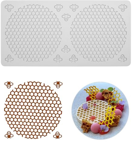 YapitHome Bienenwaben Silikonform | Spitzen-Fondant-Formen, Prägematte, Kuchendekoration, Fondant, Schokolade, Tellerdekoration