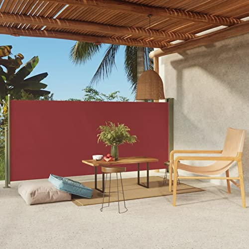 Homgoday Einziehbare Seitenmarkise für Terrasse, 140 x 300 cm, Rot, Möbel, Outdoor-Zelt für Privatsphäre, Markise für Garten Balkon, Sonnensegel für den Außenbereich, Seitenvorhang für Außenterrasse q