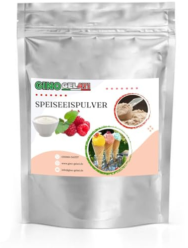 Gino Gelati Joghurt Speiseeis Pulver, verschiedene Sorten, für Eismaschinen, Eis selber herstellen, Made in Germany, schnelle und einfache Zubereitung (1 kg, Joghurt Himbeere)