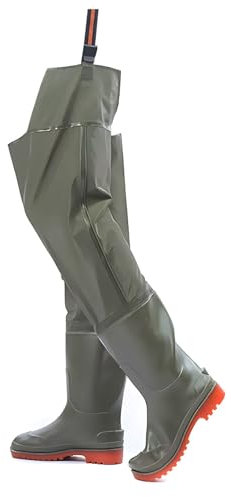 YBAAKZIIR Outdoor Herren Wathose, wasserdichte Hüftstiefel Wathose, leichte Angel-Wathose, wasserdichte Hüftstiefel for Herren mit Dicker Oxford-Sohle, for Waten im Sandabbau(8.5)