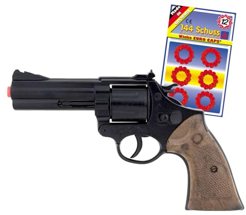 Polizei Deko-Requisite Schwarz Braun 22 cm inkl. 144 Schuss Kostüm-Zubehör für Erwachsene