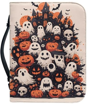 Kuiaobaty Buchhülle für Bibel, Roman, Halloween, PU-Leder, Buchhülle mit Stifttasche, Buchschutz für Buchgeschenk