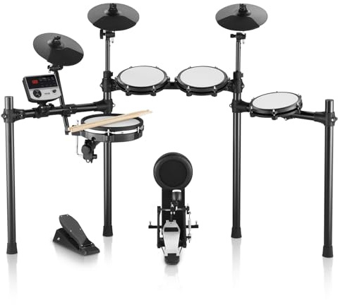 VEVOR E-Drum Set, 32 Drum Kits & 480 Sounds Electronic Drums, USB MIDI Supported 10 Inch Quiet Mesh Snare E Drum Set with 10 Inch Cymbals, Drumsticks and Pedals, for Beginners & Adults