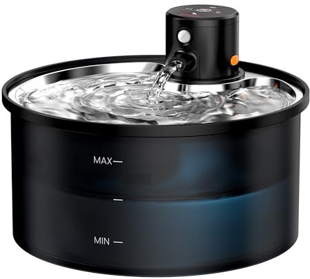 Fuente para Gatos sin Cable - Bebedero Inalámbrico 3.2L con Sensor de Movimiento - Dispensador Automático de Agua con Batería 4000mAh Recargable - Bandeja Inoxidable