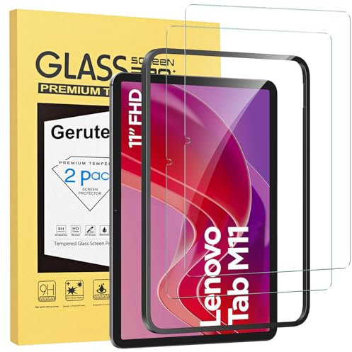 Gerutek 2 Pezzi Pellicola Protettiva per Lenovo Tab M11/K11/Lenovo Idea Tab 11 Pollici/Xiaoxin Pad 11, Telaio di Facile Installazione, Vetro Temperato per Lenovo Tab M11 [Anti-graffio] [Bubble-Free]