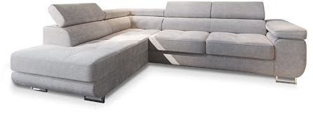 Masseno Ecksofa APIRO L-S mit Schlaffunktion L-Form, Sofa mit Bettkasten, Wohnzimmersofa, Couch, Soffa, Bettsofa, Couchgarnitur- Creme, POSO 100