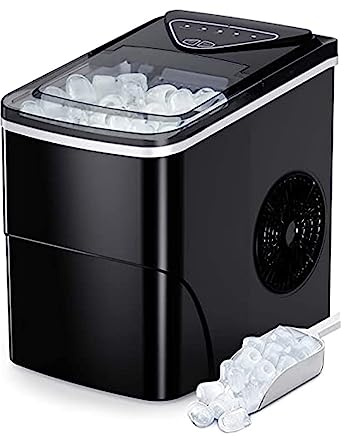 HYgloF Gelatiera per la produzione di gelato, piano di lavoro 9 cubi pronti in 6 minuti, 26 libbre in 24 ore, gelatiera autopulente con paletta per ghiaccio e cestino per la casa