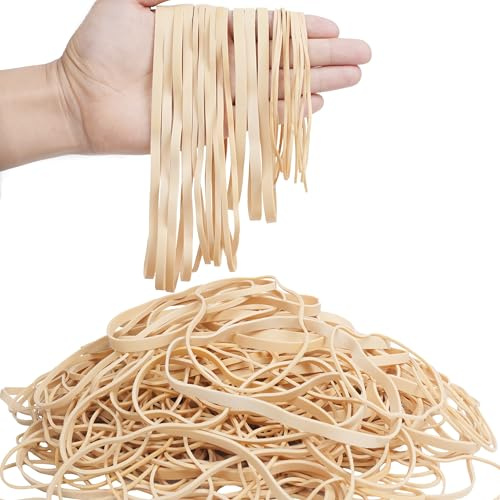 AOUOU Rubber Bands Assorted Sizes Net Weight 190grams Beige Elastic Bands Tactical Rubber Band for Office Supplies,120x1.5mm,150x6mm,180x3mm,200x5mm