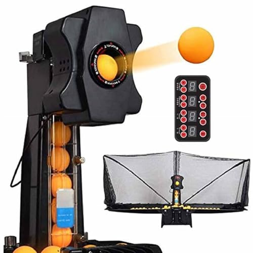 Bordtennisrobot för pingisbollar - 4-40 M/s multirotationskastare med bollåtervinningsnät, automatisk uppsamlings- och servemaskin för träning, klämbart skrivbord