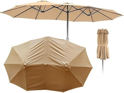 Extra Large Double Parasol Cover Replacement 460x270cm Durable Khaki Fabric for 12 Ribs Garden Patio & Pool Umbrellas Weatherproof Protection Stylish & Functional