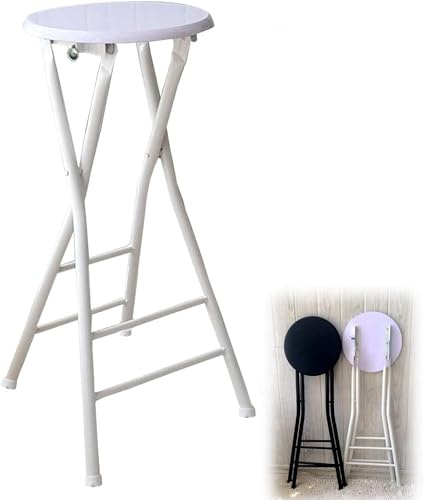 DGDHHSFJDJ Sgabello da bar pieghevole portatile nero - Altezza seduta 70 cm/27,5 pollici, sedia pieghevole salvaspazio per campeggio, camper e feste, capacità di carico 330 libbre/150 kg, 2 pezzi