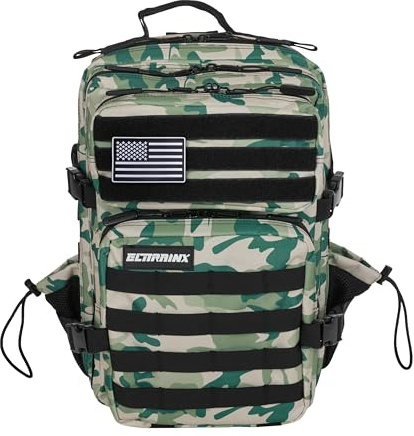 ELITRAINX - Zaino tattico da 25 l resistente all'acqua per sport, aereo, palestra, scomparto per computer, in tessuto Oxford 1000D di ELITEX TRAINING, Verde mimetico, 40 x 25 x 25 cm