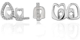LONGHAO 2 pcs Hip Hop Teeth Grills Hip-Hop-ZähneGolden HipHop Grills Zahnspange Decoration Grillz Zähne Set,mit 2 Silikonformleisten,für Musikfestivalpartys,Rapper