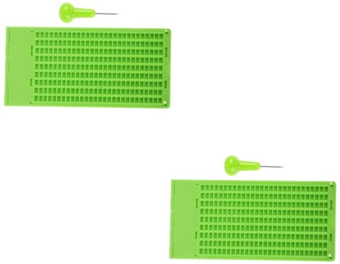 Healeved 2 Set Tavoletta Braille in Plastica Righe con Penna per Scrittura e Apprendimento Non Vedenti Didattico Verde Ergonomico per Ipovedenti e Studenti