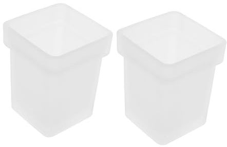 Healifty Cepillo Base para Vidrio Taza 2piezas Cuadrada Baño de Separación Diseño Elegante y Moderno Estable y Solución para Hogar
