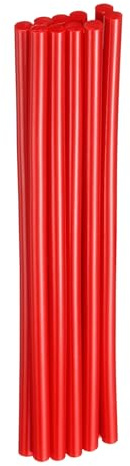 QUARKZMAN 10Pezzi Bastoncini Di Colla A Caldo 7mm x 200mm Lunghi Mini Bastoncini Adesivi EVA Per Pistola Per Colla A Caldo Legno Plastica Vetro Fiori Tessuti Schiuma, Rosso