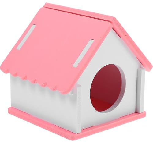 VALICLUD Casita para Hámster de PVC Resistente Escondite Decorativo para Ratas y Cobayas Refugio Pequeño para Mascotas Casa para Hámster Rosa Estilo Granja Suministros y Roedores