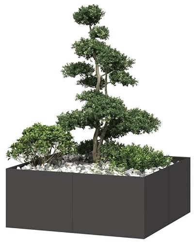 Vaso per piante in acciaio laminato a freddo, 100 x 100 x 40 cm, stabile aiuola rialzata per giardino, terrazza e balcone, resistente alle intemperie e durevole, ideale per piante ed erbe aromatiche