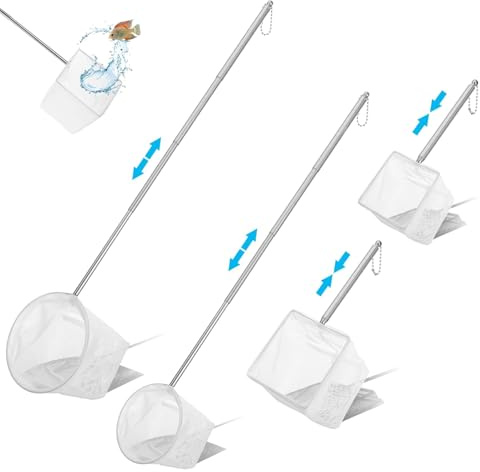 4 StüCk Kescher Aquarium Vielseitig Aquarium Fischnetz Kleines Garnelen Fangnetz Fischernetz Mit Ausziehbarem Edelstahlgriff Einfach Zu Speichern Kescher Fischnetz FüR Fischbecken Kleine Teiche Pools