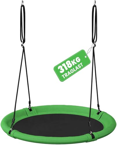 Koutemie 102cm Saucer Tree Swing Set - Adjustable Garden Swing for Kids & Adults, Outdoor Playground Swing, Green & Black
