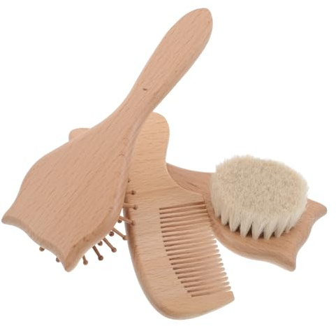 Mikikit 3 St Nyfödd Badborste och Kamset för Pojke med Getull Kattformad Massageborste och Luftkudde Kam Skonsam Hårvård och Styling för Känslig Babyhud för Bad och Daglig Skötsel
