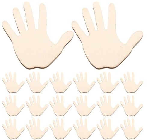 Toddmomy 50 piezas de recortes de palmas de manos en blanco – Rodajas de madera sin acabado – Pintura DIY – Formas de manos de madera para manualidades, aula, hogar, decoración de fiestas,