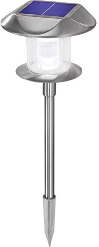 Esotec Solar Steckleuchte Gartenlampe Stableuchte Sunnylight 38 102093 | Material Edelstahl, warmweiß/kaltweiß umschaltbar, NiMh Akku wechselbar, Leuchtdauer bis 12Std, Stecklicht Ø16,5cm x H=38cm