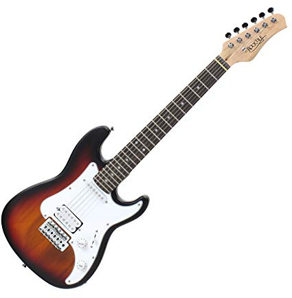 Rocktile Sphere Junior Sunburst 3/4 Guitare Électrique (pickguard blanc, 1 Humbucker, 1 Single Coil, 22 frettes, touche en bois d’ingénierie, manche en érable)