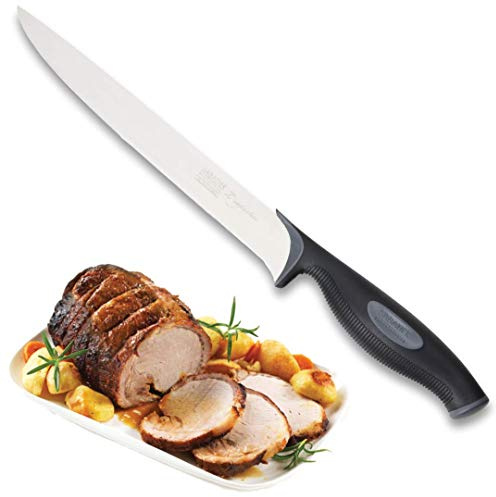 Sabatier Professional L’Expertise Kitchen Long Carving Knife - 20cm High Quality Chrome Molybdenum Stainless Steel, Finely Ground Razor Sharp Blades. Ergonomic Soft Grip Handle. 20 Year Guarantee.