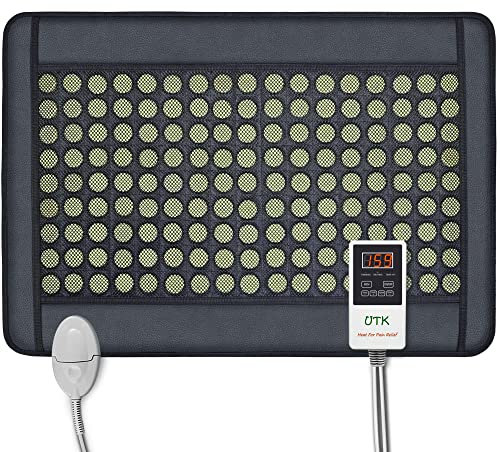 UTK Jade Far Infrared Heat Pad for Back Pain and Cramps Relief, Infrared Hot Therapy for Sciatica, Arthritis - Medium [21x31], 153 Jade Stones, Adjustable Temp, Auto Off and Travel Bag