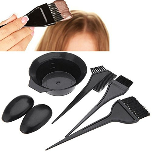 Akoak, set di 5 pennelli per colorare i capelli, colore nero, set di pennelli da parrucchiere, ciotola, set di strumenti per colorare i capelli