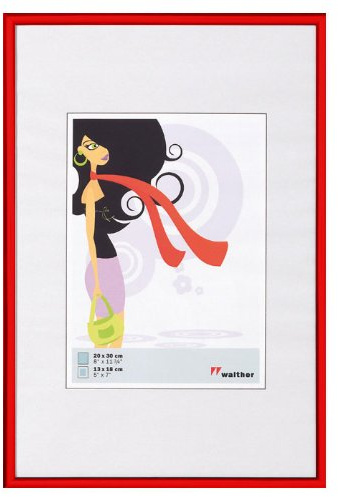 Bilderrahmen von Walther New Lifestyle Kunststoffrahmen 21x29,7 (A4) Rot - Normalglas 4er Pack