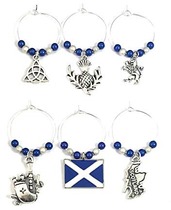Scottish Scotland Wine Glass Charms with Organza Gift Bag