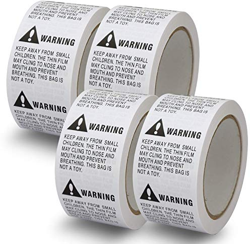 BETCKEY - White Warning Shipping Packing Labels/Stickers, Suffocation Warning Keep Away from Children, 50mm x 50mm, 4 Rolls/2000 Labels