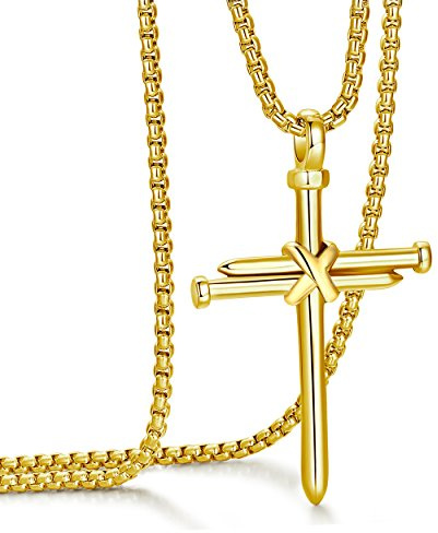 Rehoboth Men's Stainless Steel Nail Cross Pendant Necklace With 24 Inch Chain for Women Men